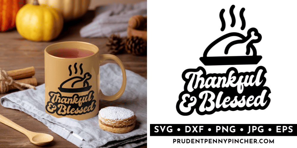 thankful and blessed turkey svg
