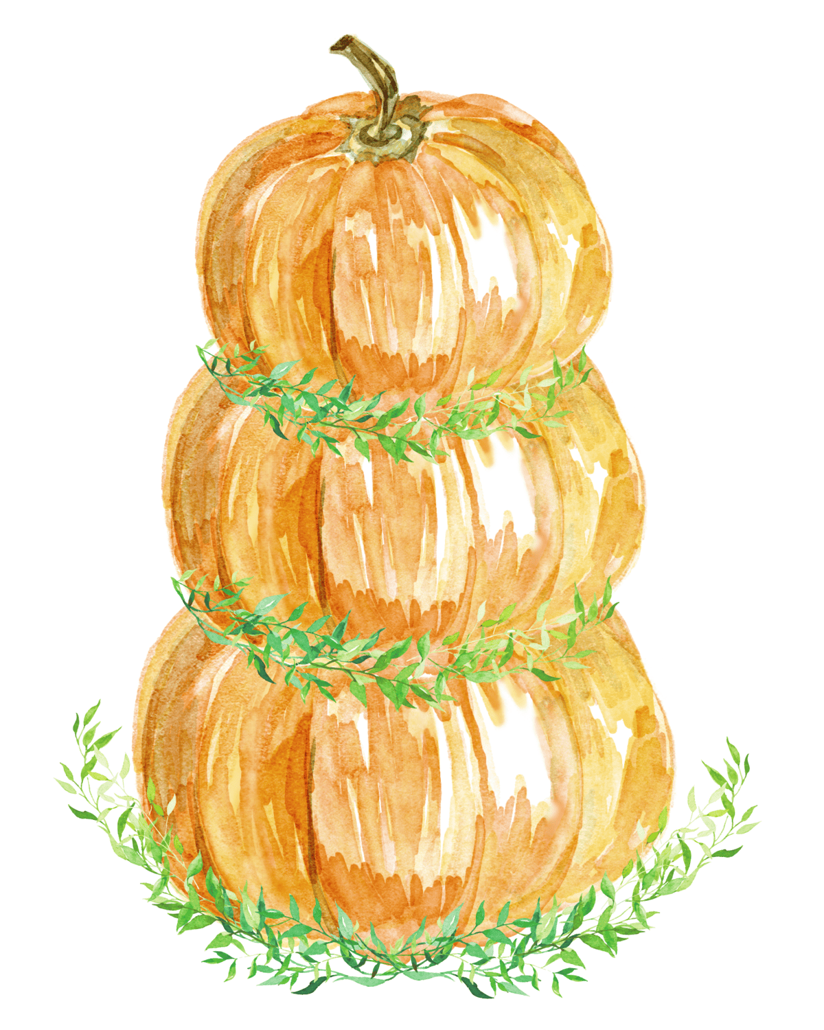 Stack of Watercolor Pumpkins