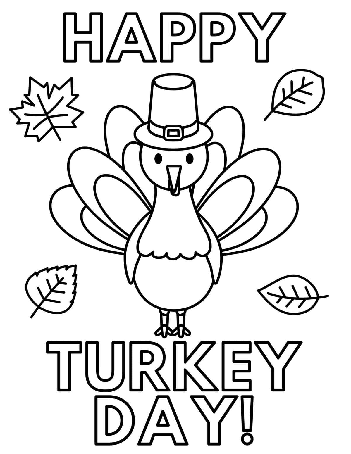 happy turkey day coloring sheet