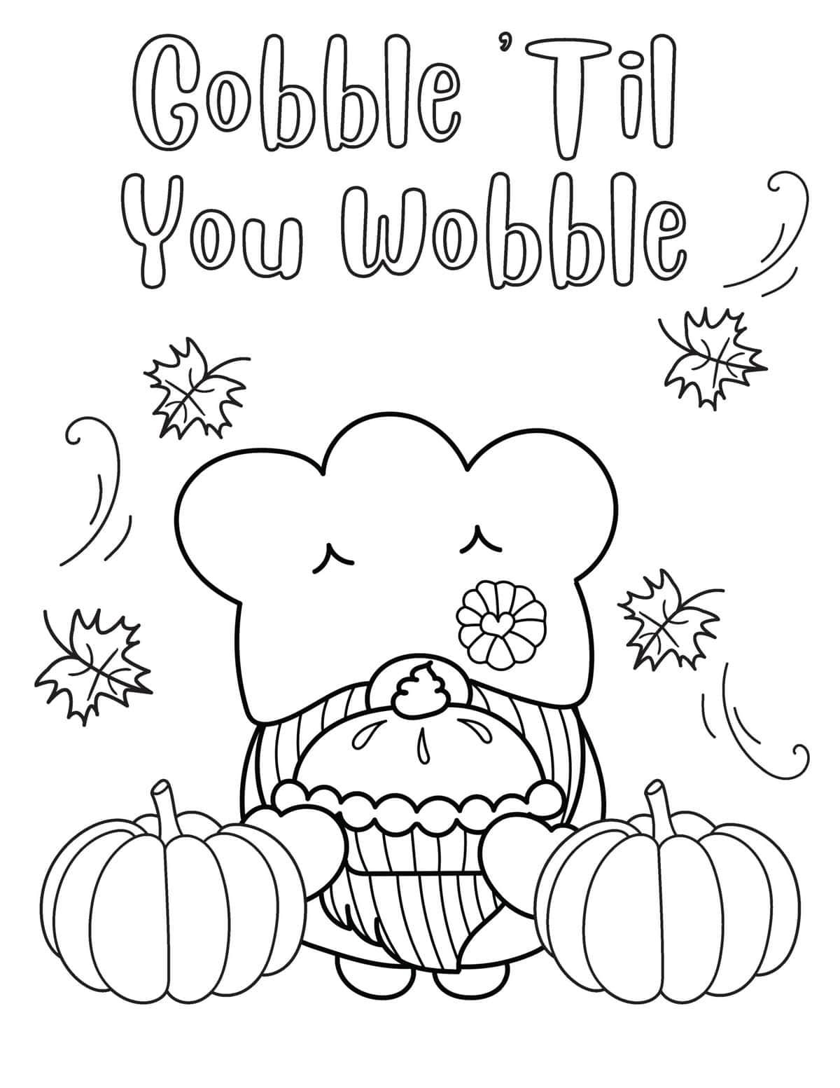 gobble until you wobble gnome with pumpkin pie