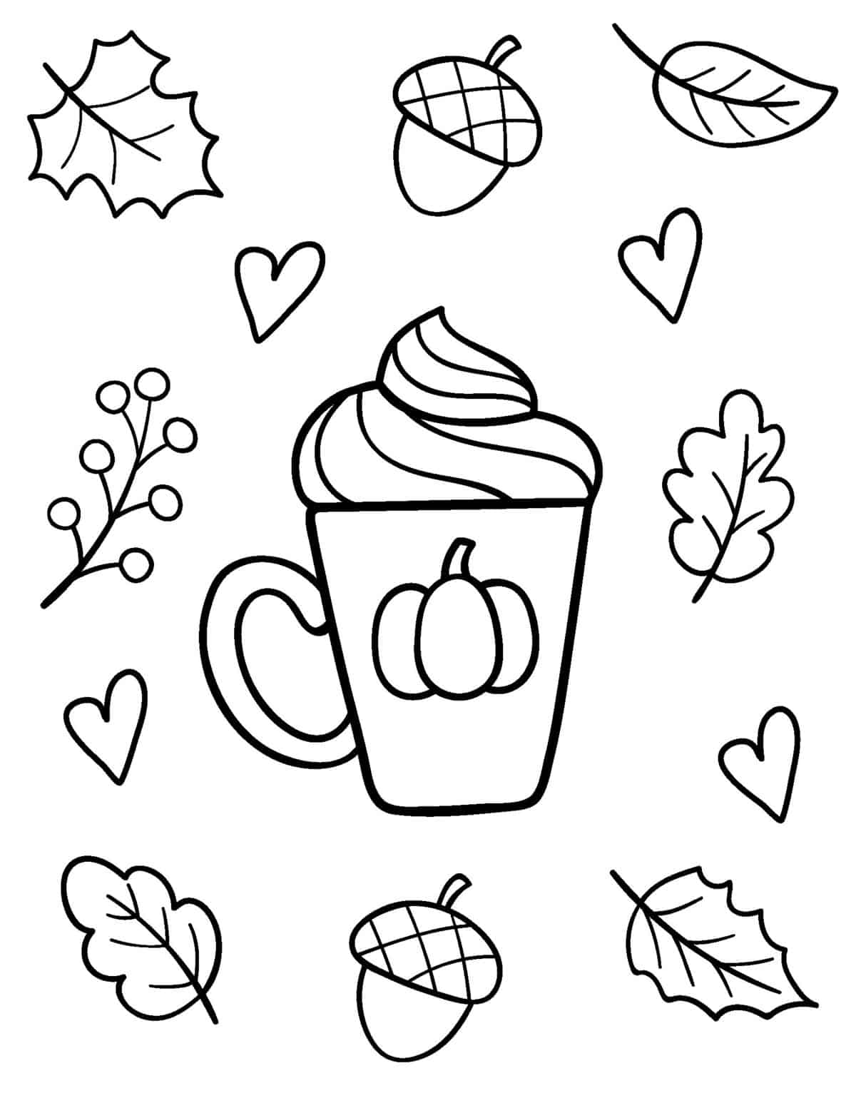 pumpkin latte coloring sheet