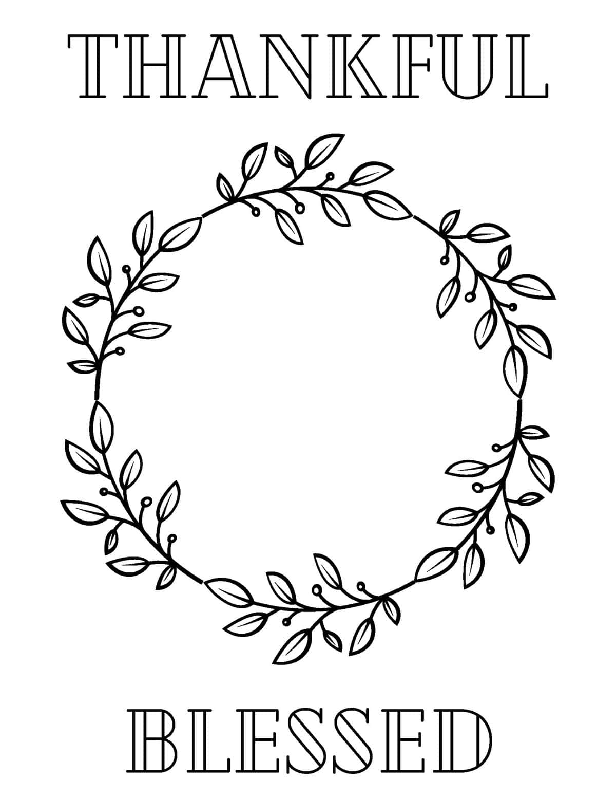 thankful and grateful wreath printable