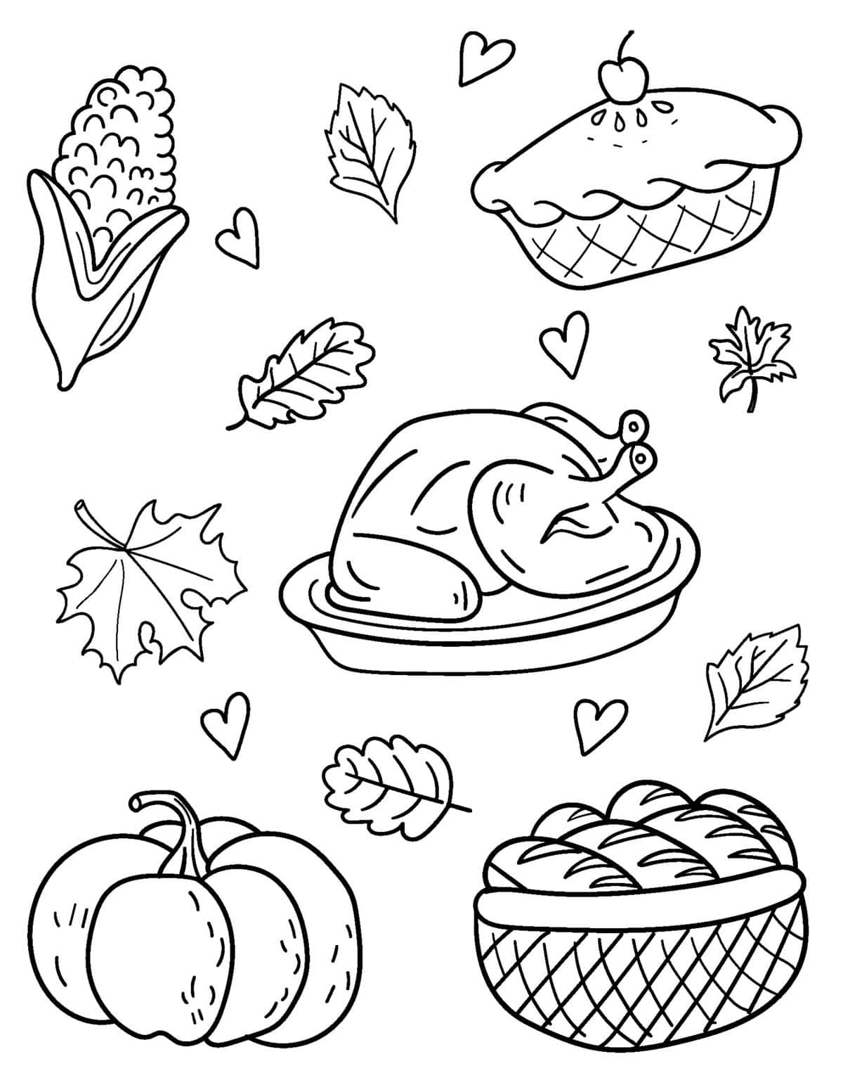 thanksgiving dinner coloring page