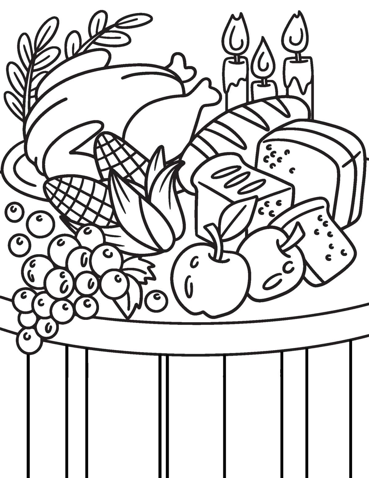 thanksgiving feast coloring page 