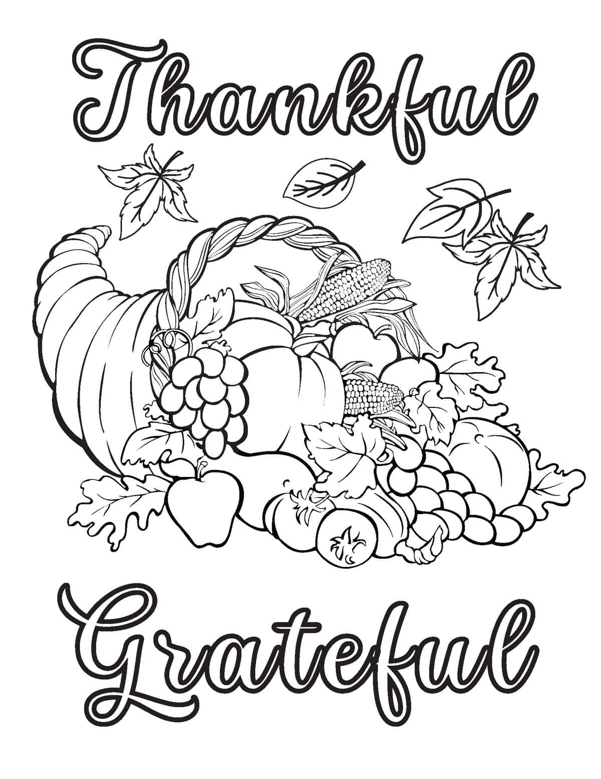 thanksgiving cornucopia coloring page 