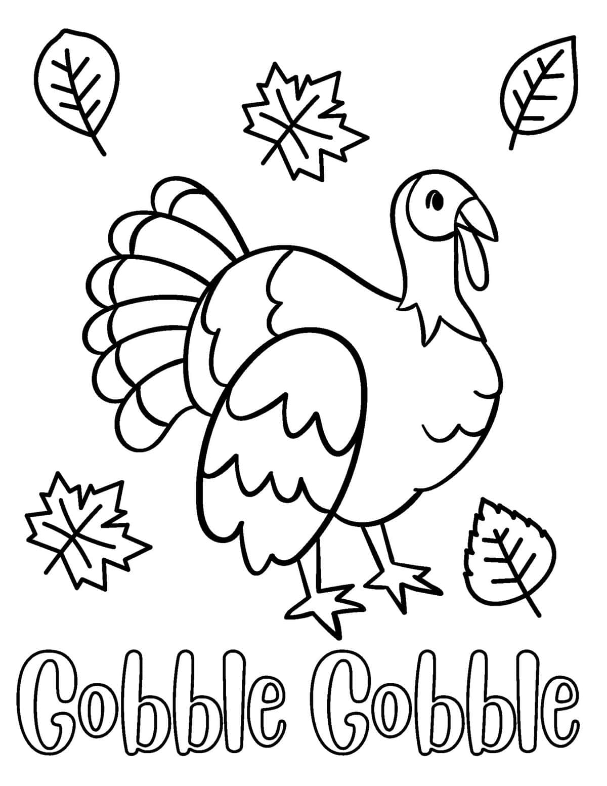 gobble gobble turkey coloring page