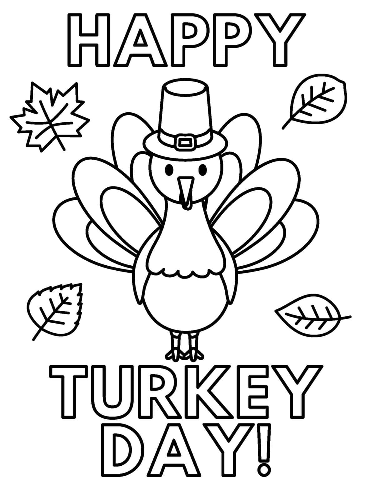 happy turkey day thanksgiving coloring page