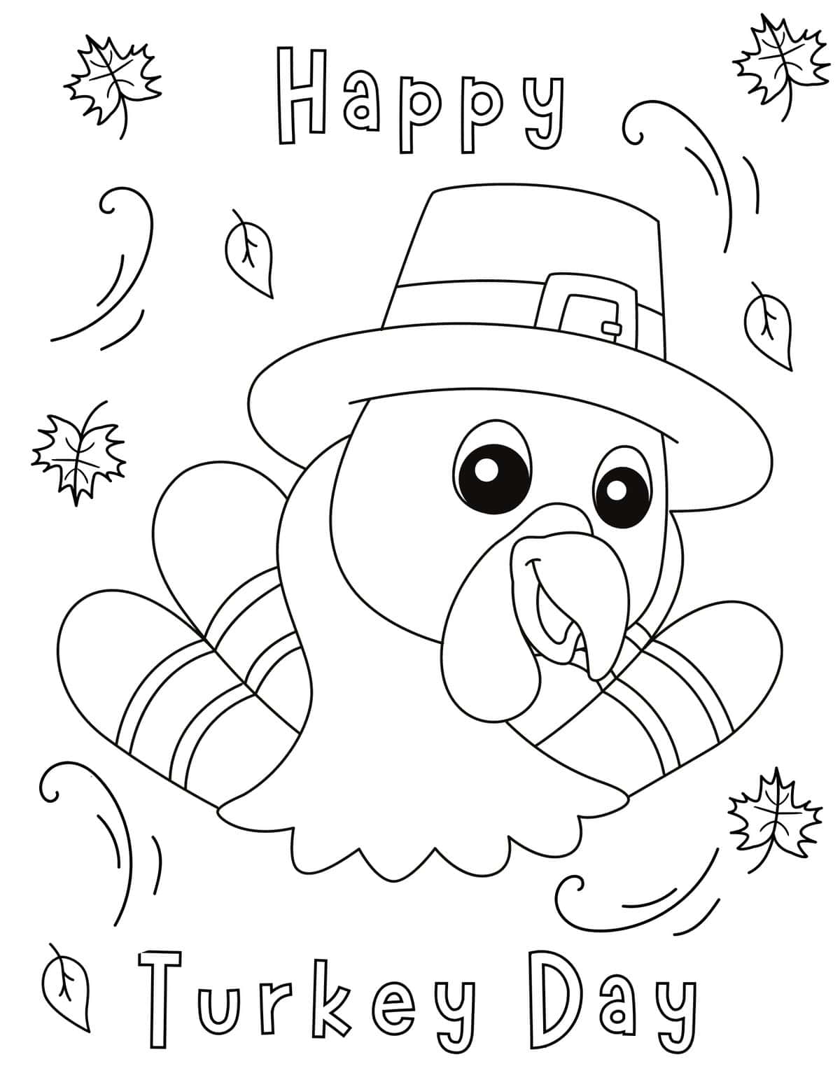 turkey wearing pilgrim hat coloring page