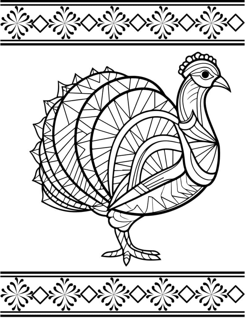 mandala turkey coloring page