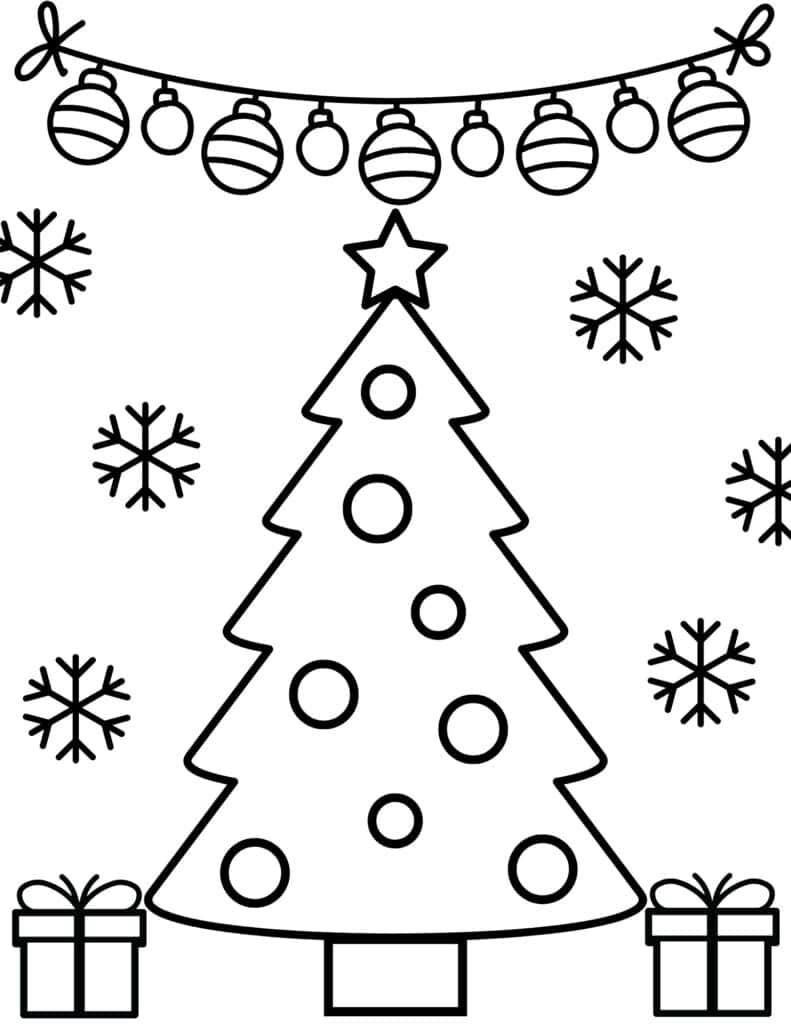 Christmas Tree Coloring Page For Kids