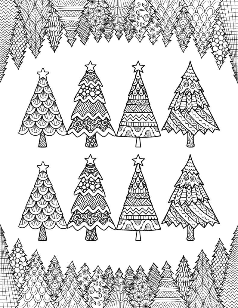 Christmas tree mandala coloring page