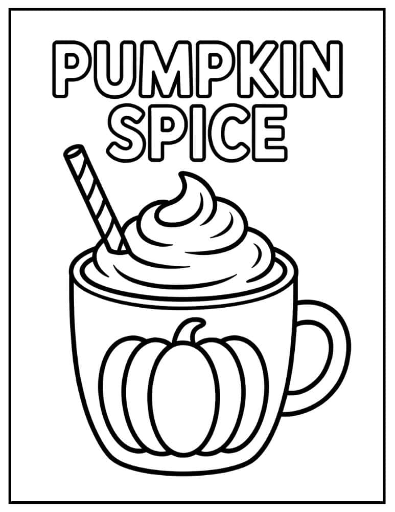 Pumpkin spice latte with whipped cream and straw