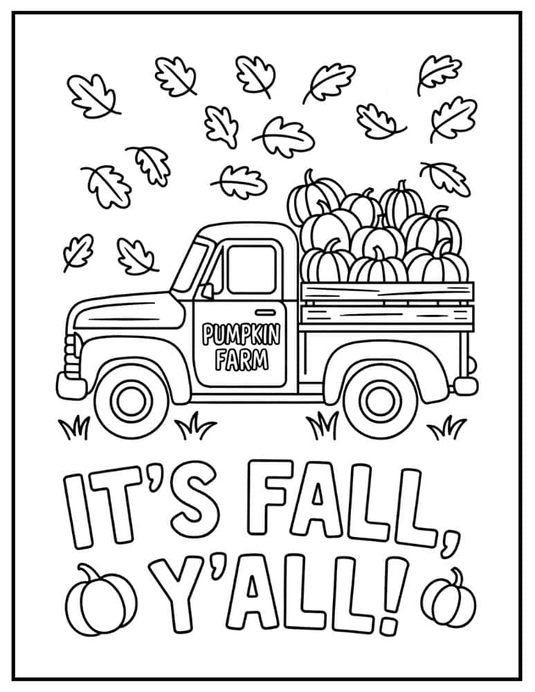 It's fall y’all truck coloring page