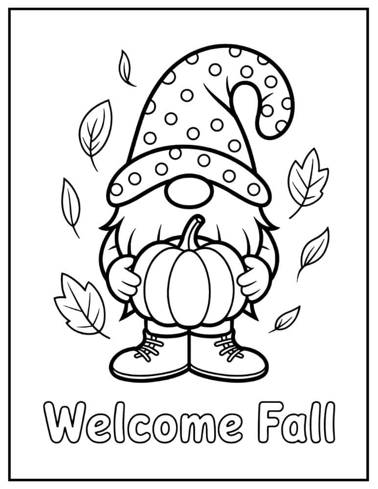 gnome holding pumpkin