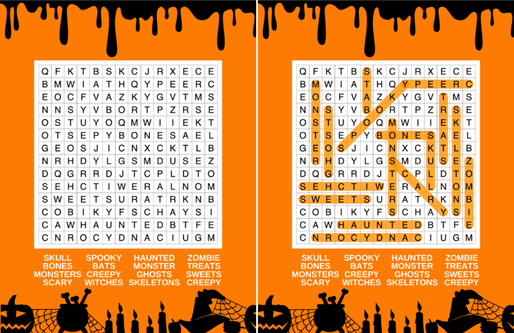 free printable halloween word search