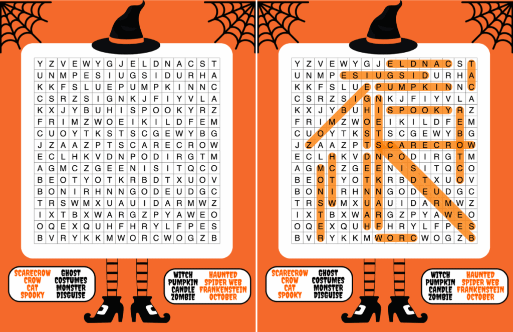 witch halloween word search
