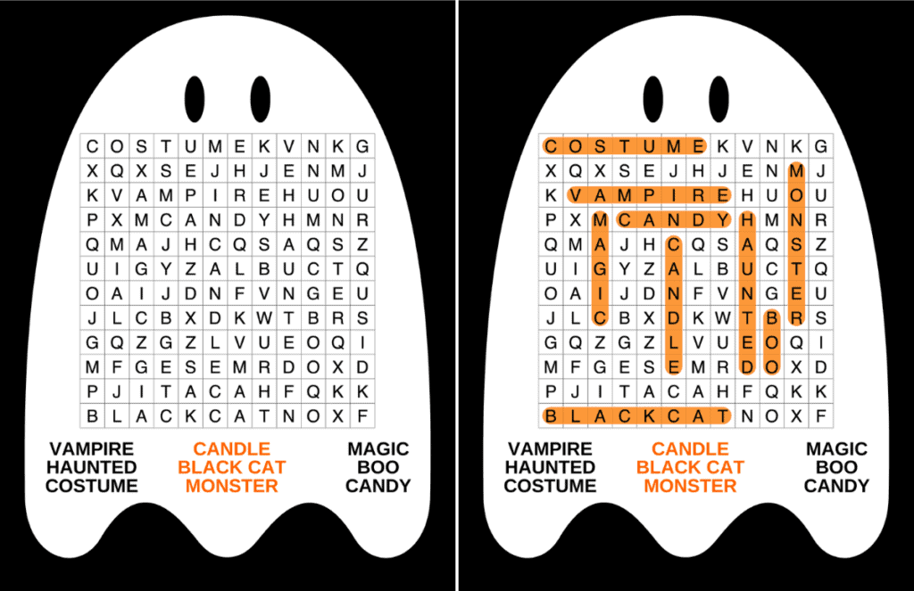 ghost halloween word search
