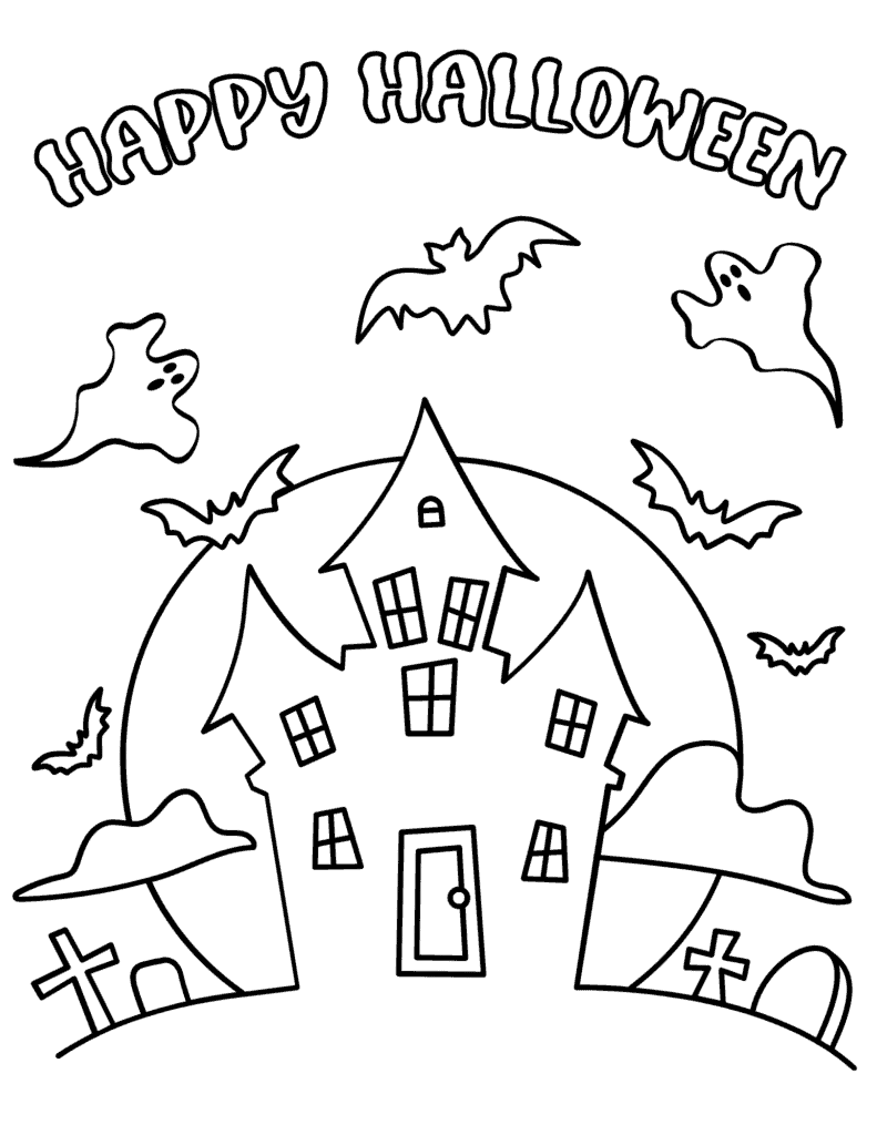 happy halloween coloring page