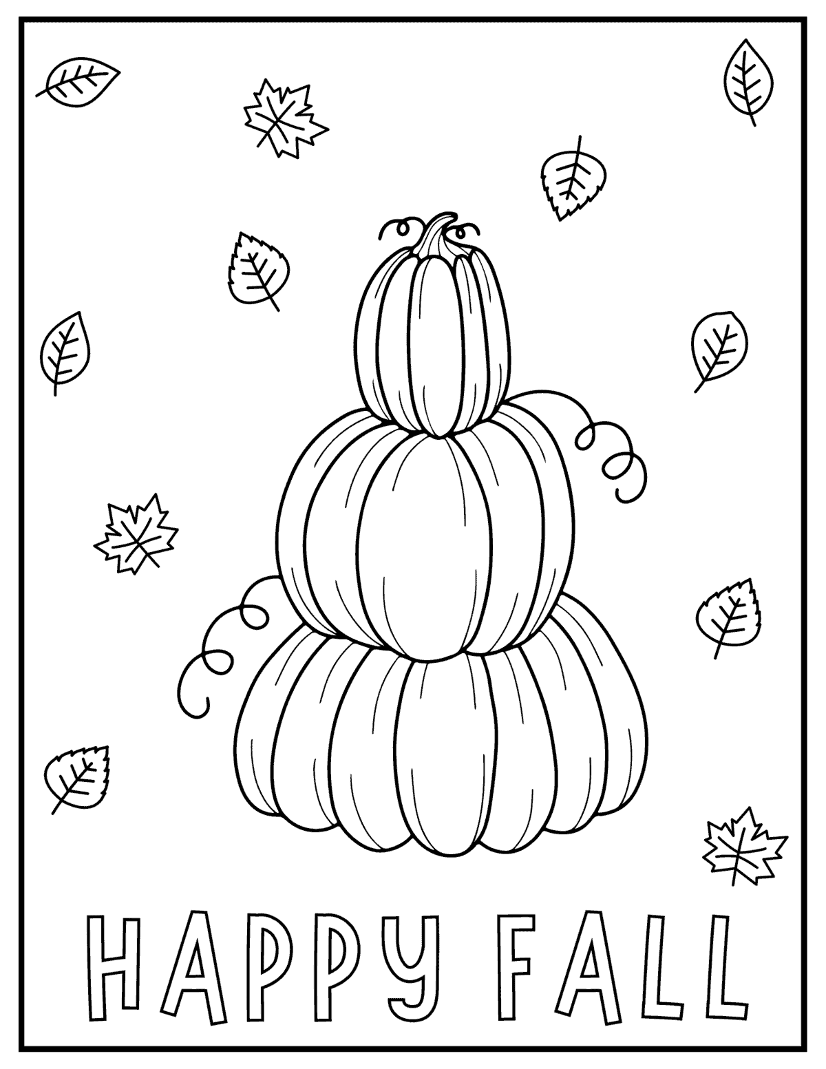 stacked pumpkins coloring page