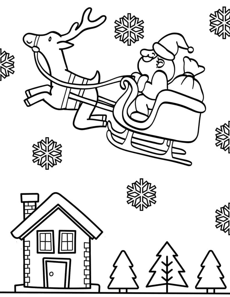 Santa and Rudolph coloring page