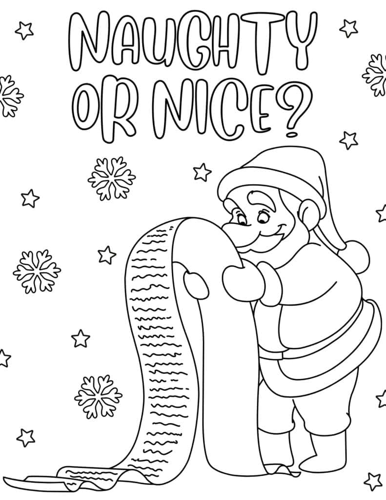 naughty or nice checklist coloring page