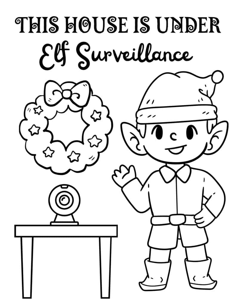 elf on the shelf surveillance coloring page