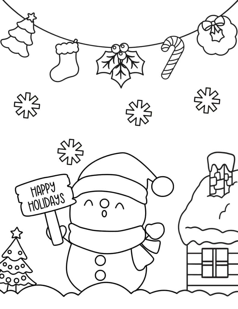 Easy Cute Christmas Coloring Book 10 Pages for Kids 