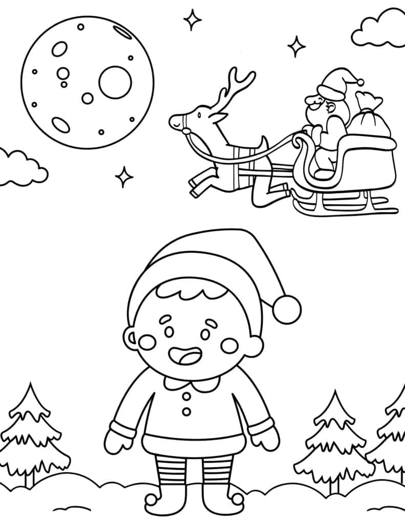 santa on sleigh snowy scene