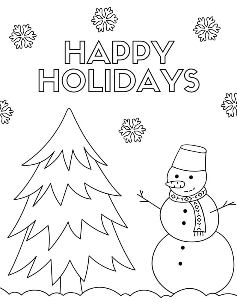 happy holidays coloring page