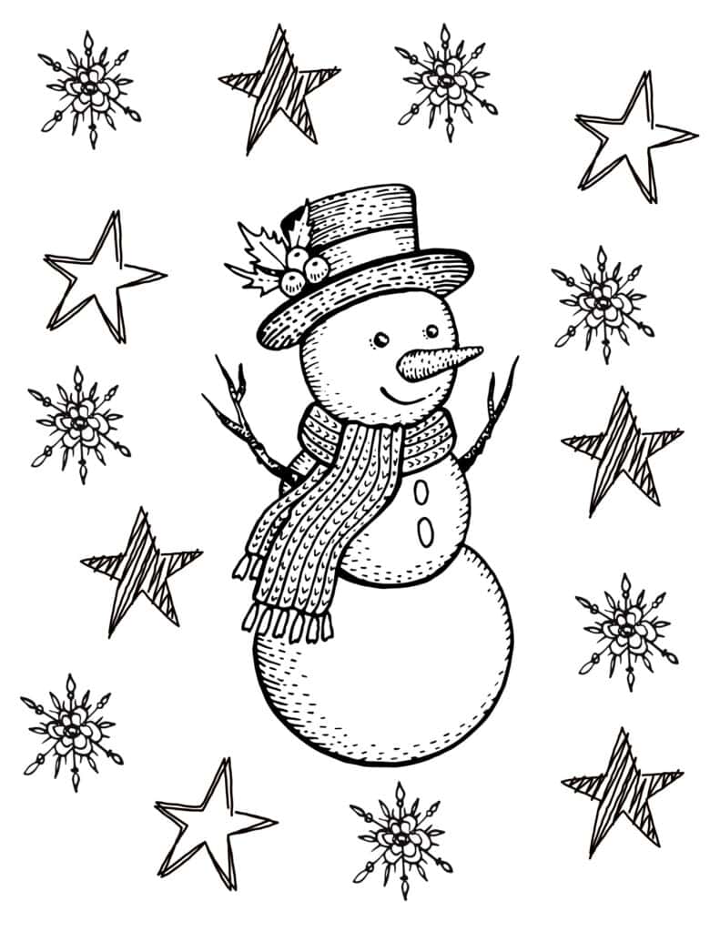 vintage snowman coloring page