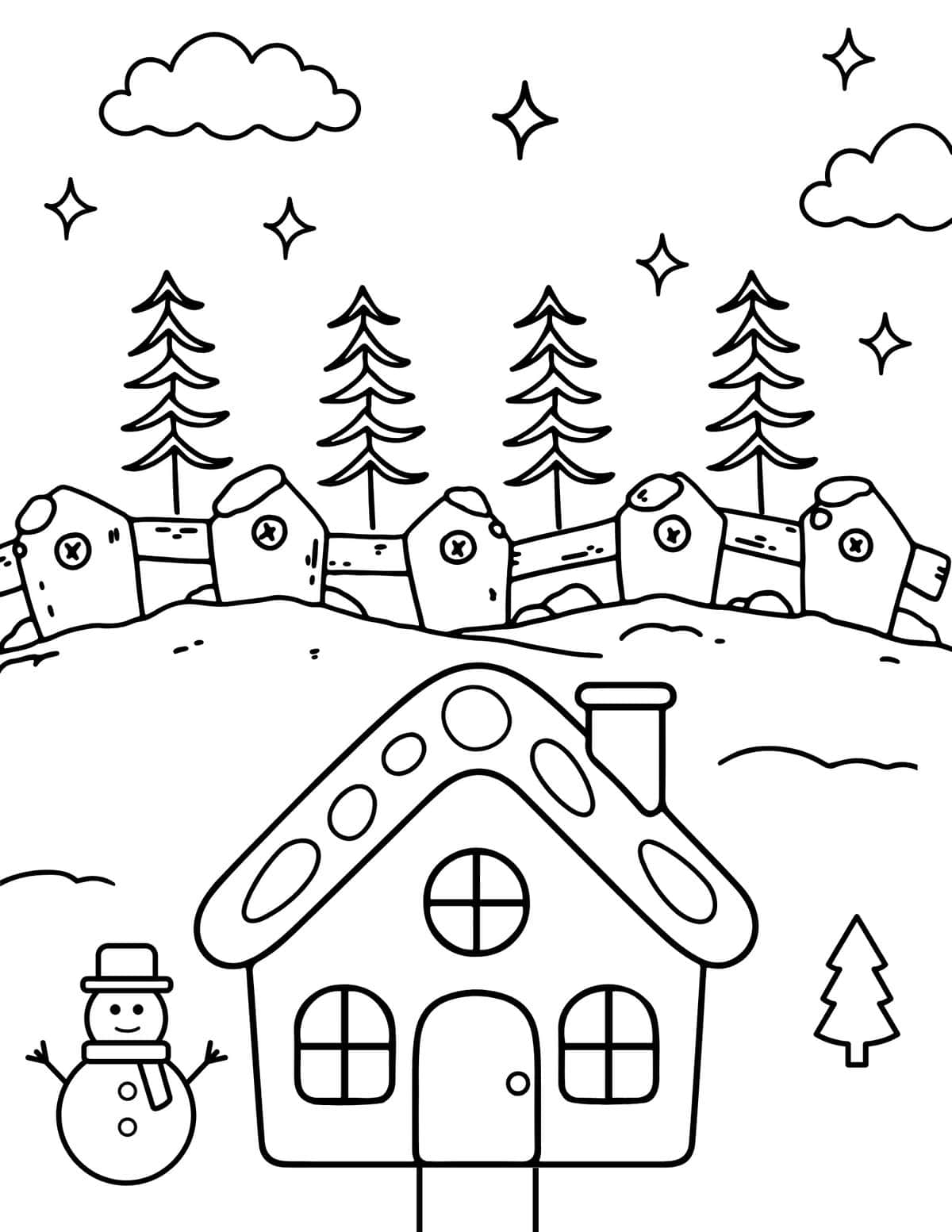 simple gingerbread house coloring page
