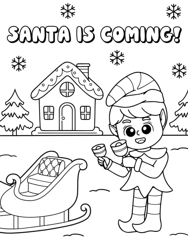santa is coming coloring page