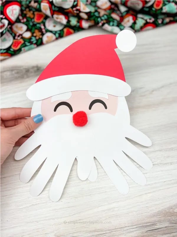 santa handprint christmas craft