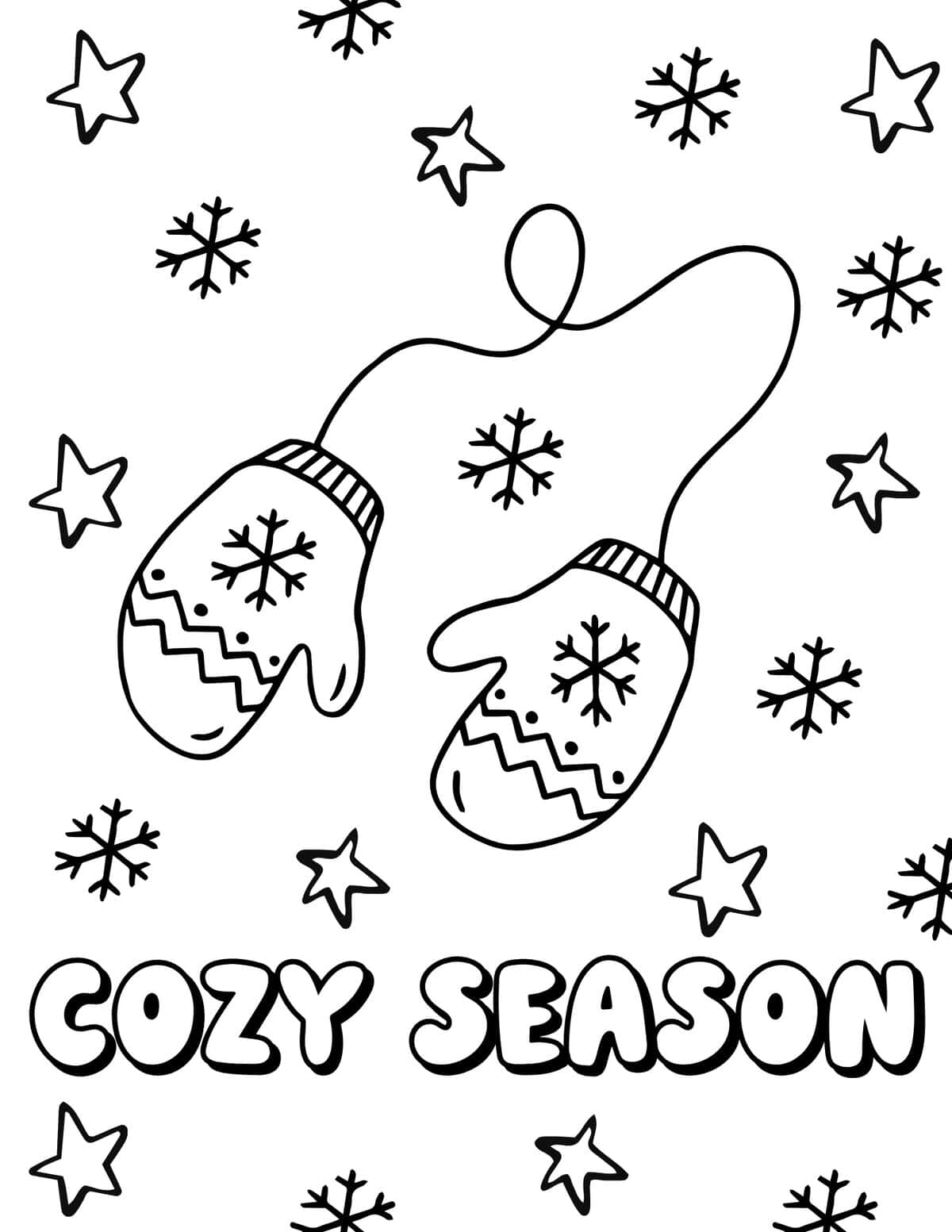 cozy season mittens coloring sheet