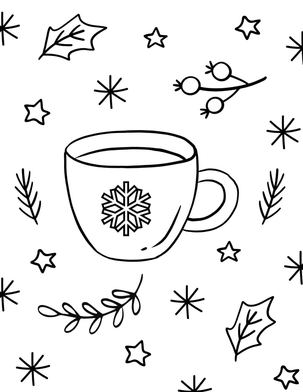 cup of hot chocolate coloring page