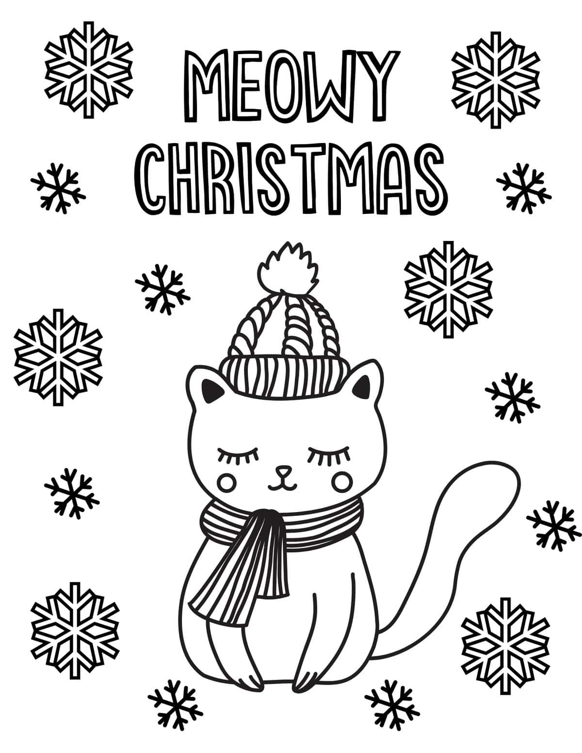 meow christmas kitten in winter outfit