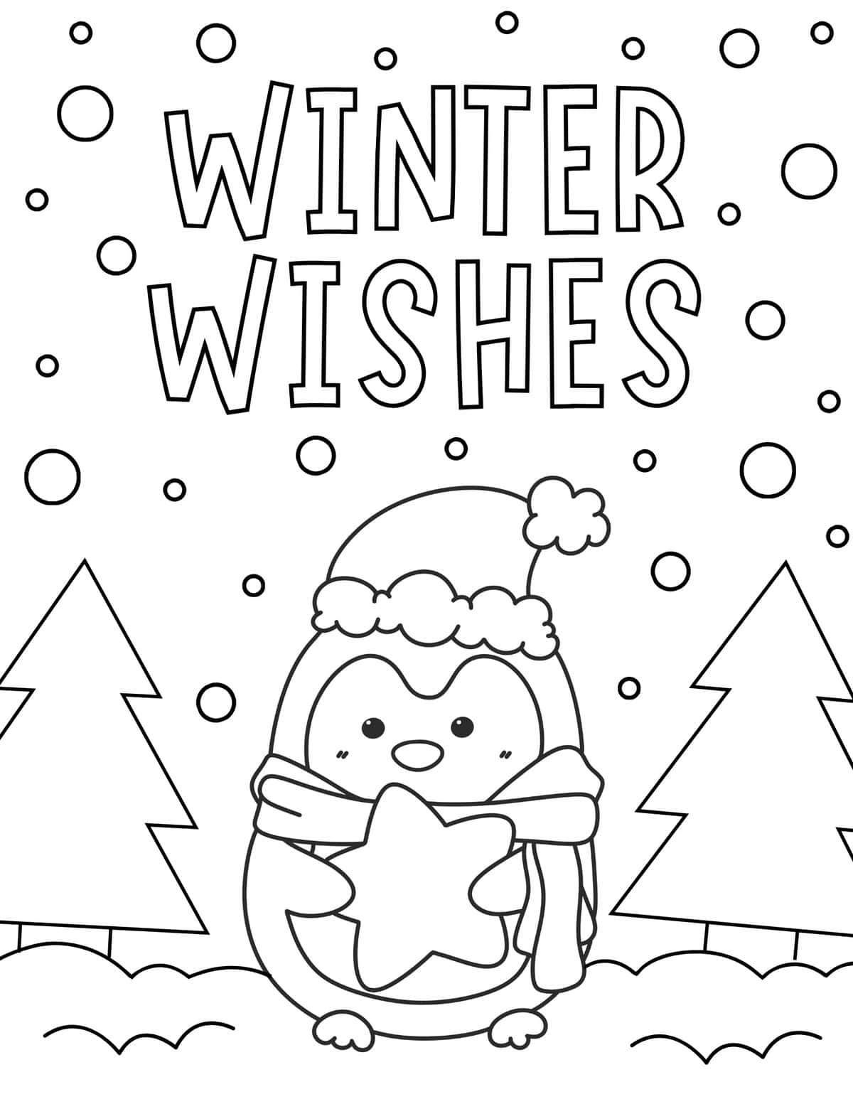 Winter wishes coloring pages