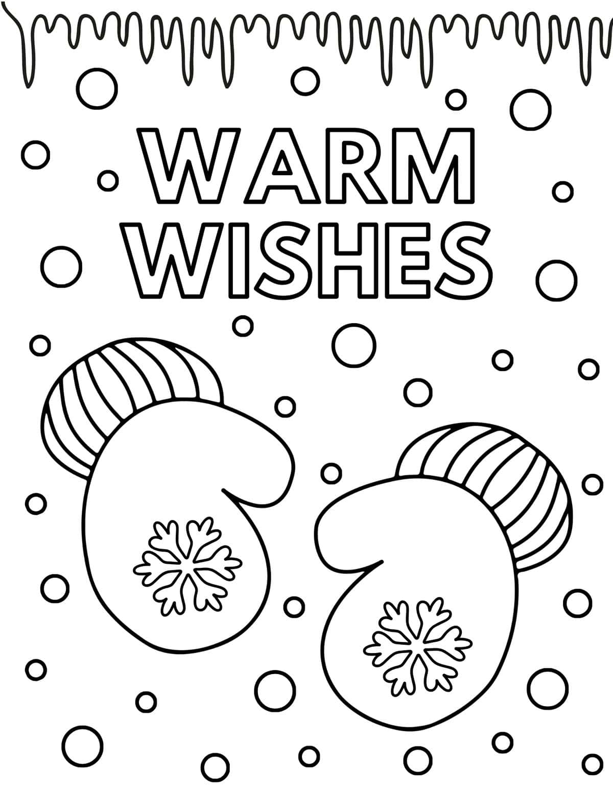 warm wishes Winter mittens coloring pages