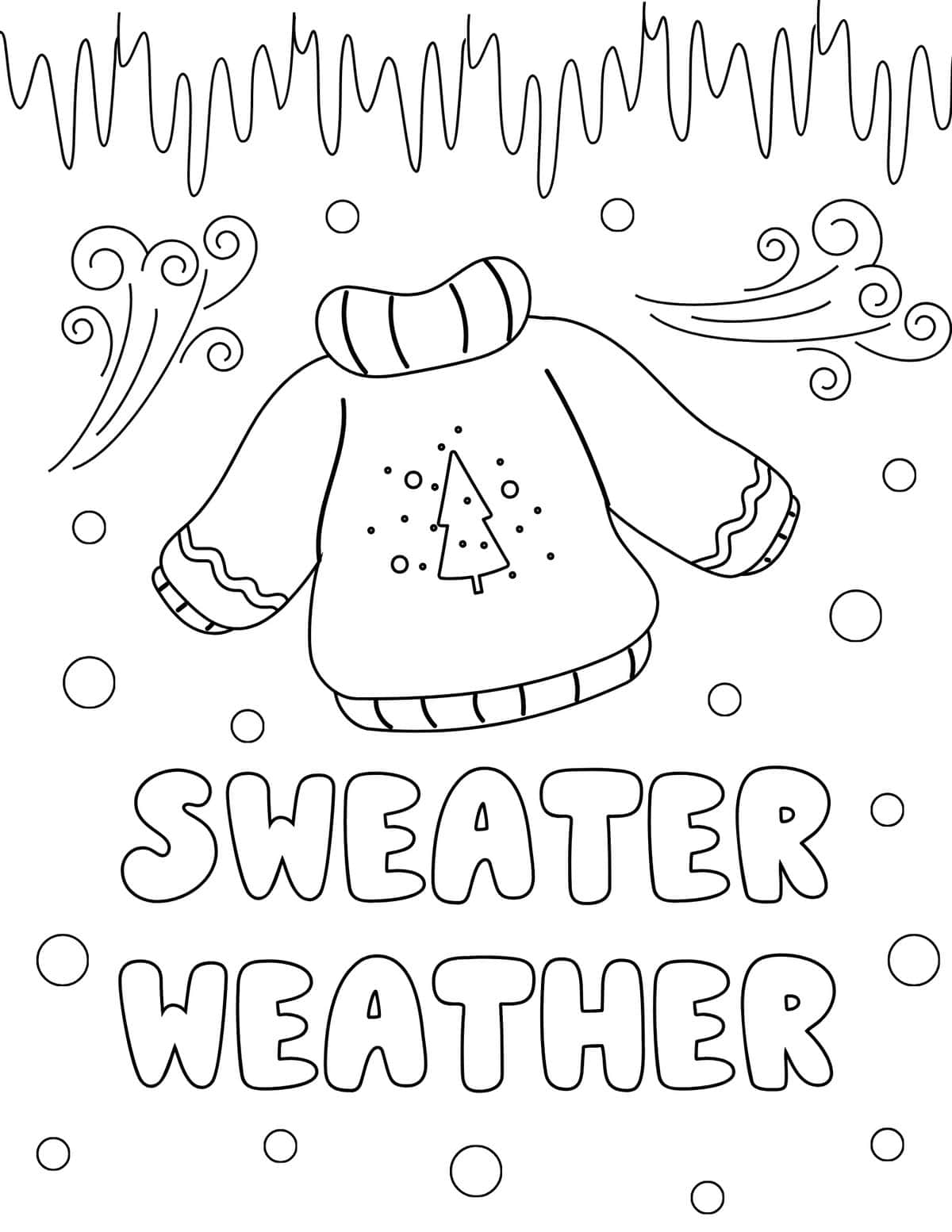 holiday sweater weather coloring sheet