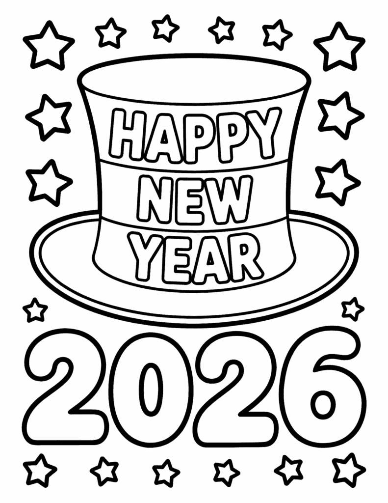 25 Free Printable New Year Coloring Pages for 2026 - Prudent Penny Pincher