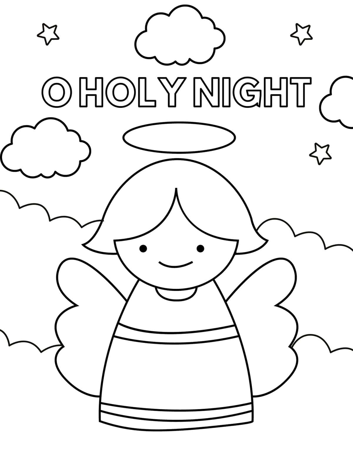 o holy night christmas angel coloring page