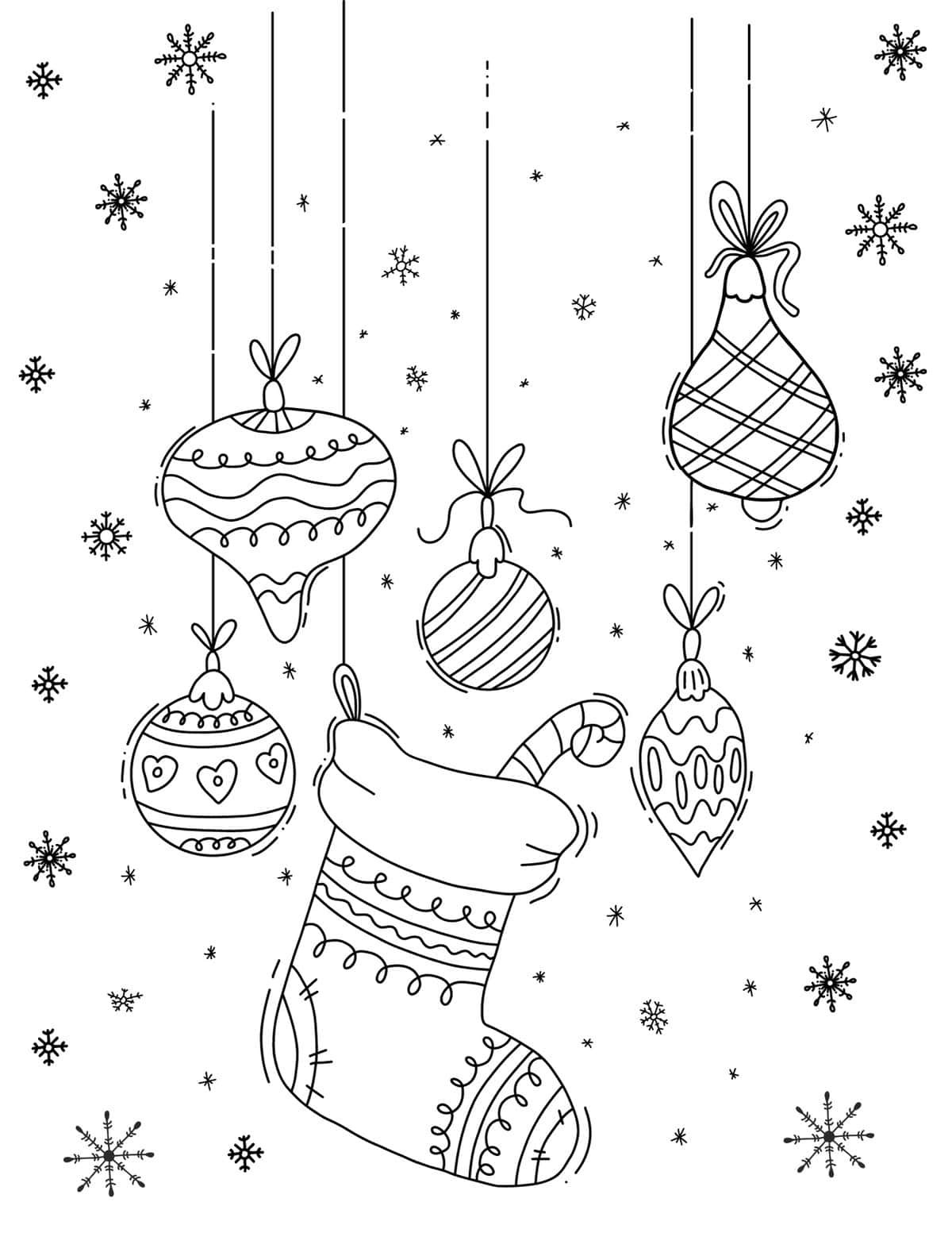 Christmas ornaments coloring page