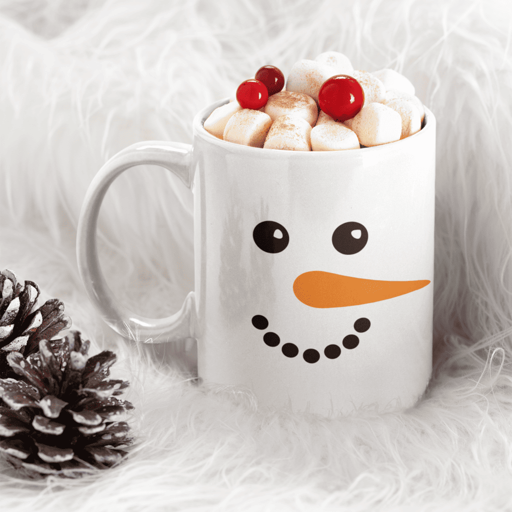 snowman face svg on mug