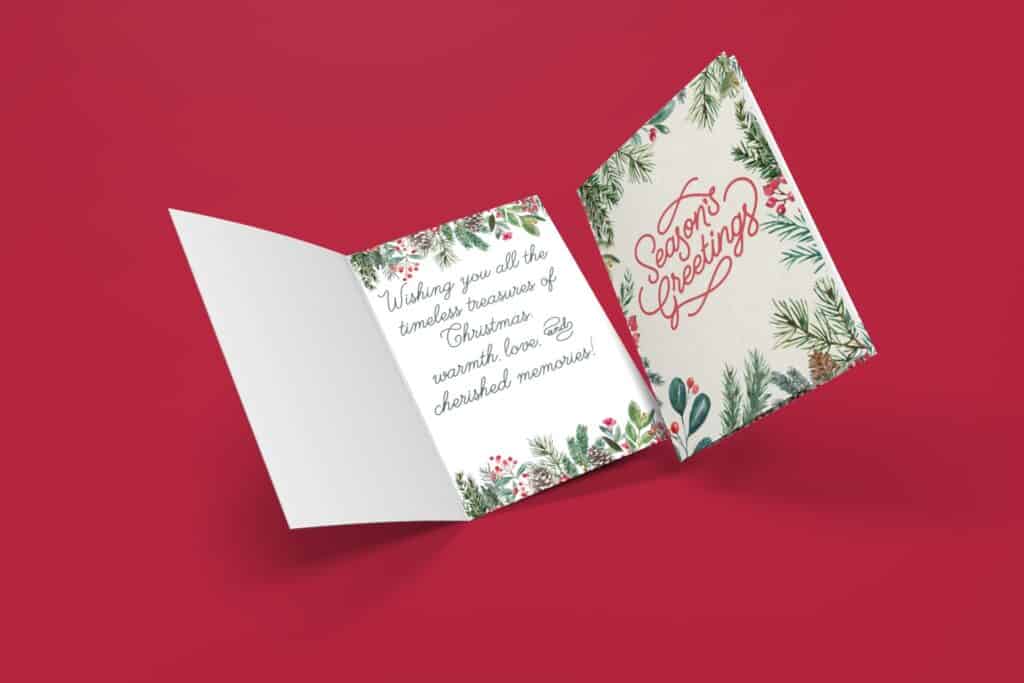 seasons greetings Christmas printable card