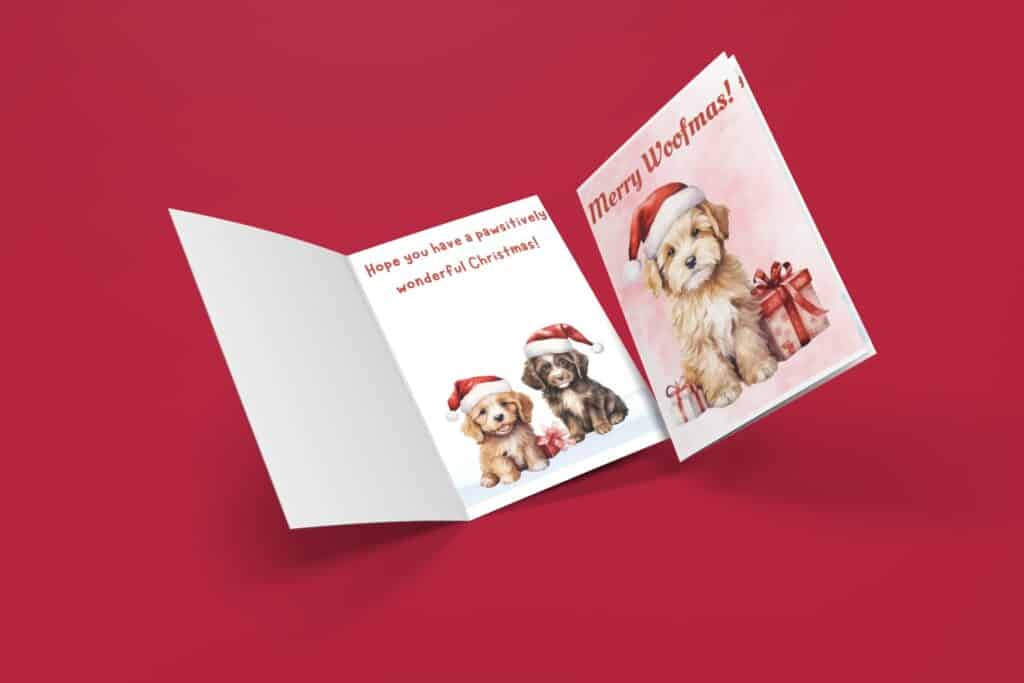 merry woofmas Christmas printable card
