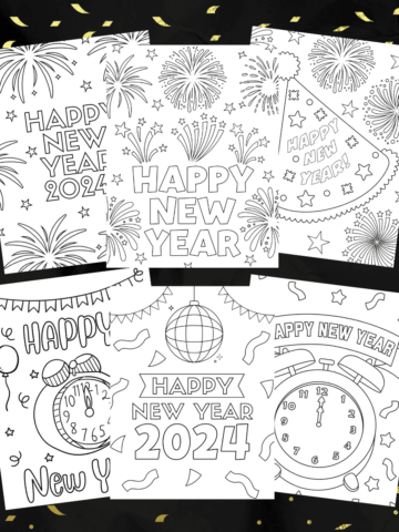 New Year coloring pages for 2024