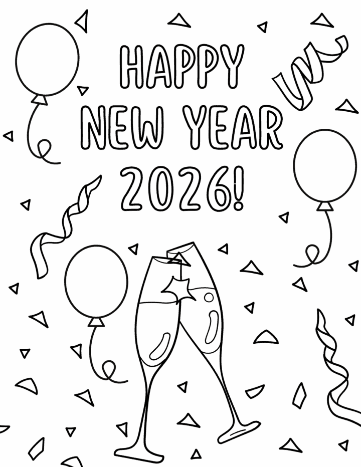 25 Free Printable New Year Coloring Pages for 2026 - Prudent Penny Pincher