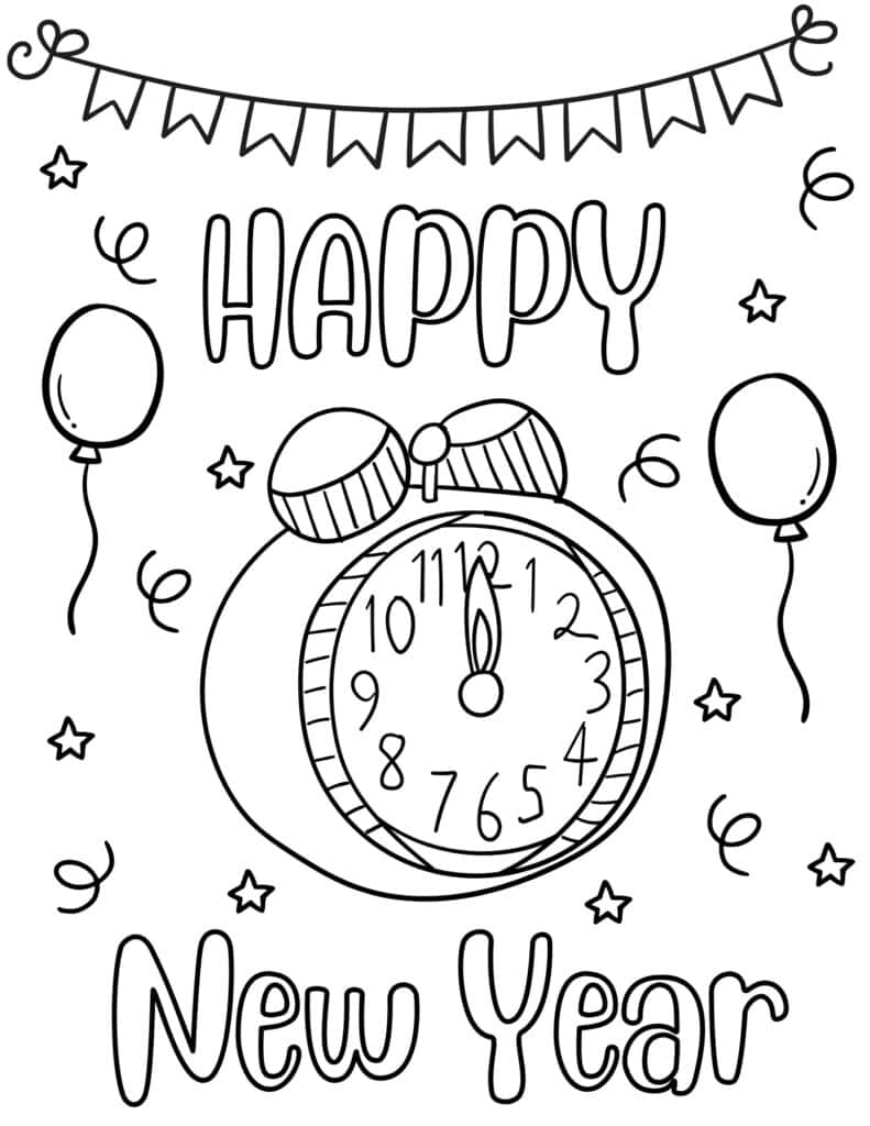 midnight clock countdown coloring page