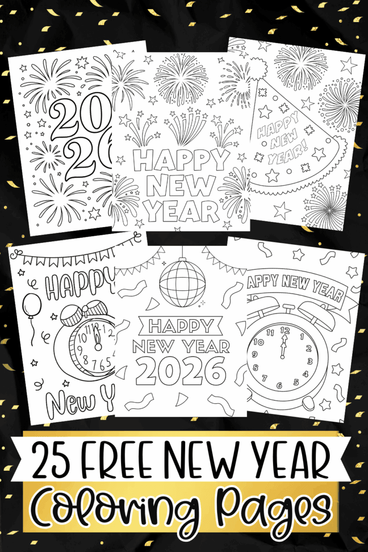 25 Free Printable New Year Coloring Pages for 2026 - Prudent Penny Pincher