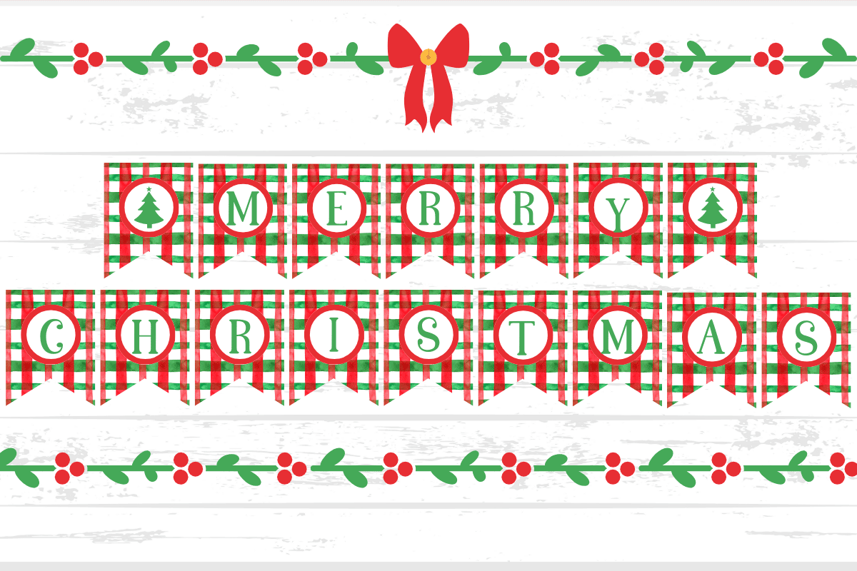 gingham christmas banner printable